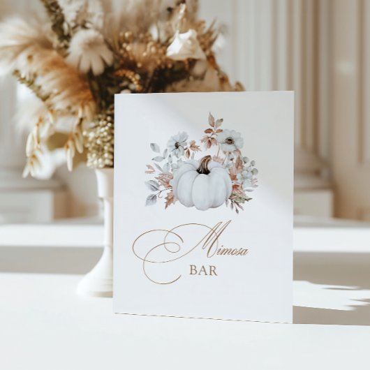 秋ホワイトパンプキンミモザバー 台座サイン