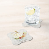 秋ホワイトパンプキンレッドフローラ秋の木材結婚ズ ペーパーコースター (インサイチュ)