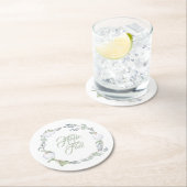 秋ホワイトパンプキン&グリーンリーラウンド紙コースター ラウンドペーパーコースター (インサイチュ)