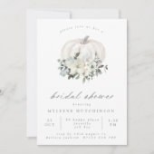 秋ホワイトフローラパンプキン&セージブライダルシャワー 招待状 (正面)