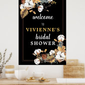 秋ホワイトフローラブライダルシャワーウェルカムサイン ポスター (キッチン)