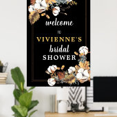 秋ホワイトフローラブライダルシャワーウェルカムサイン ポスター (ホームオフィス)