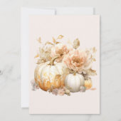 秋ホワイト金ゴールドグリッターパンプキンブライダル 招待状 (裏面)