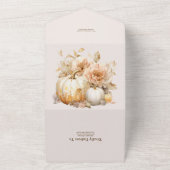 秋ホワイト金ゴールドグリッターパンプキン結婚ズ オールインワン招待状 (外側)