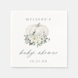 秋ホワイト&グレーパンプキンベビーシャワー スタンダードカクテルナプキン