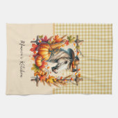 秋ホース女性のカーボーイ キッチンタオル (横)