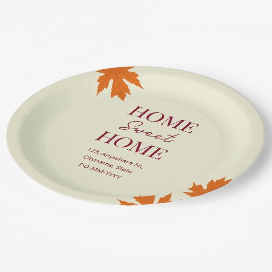秋ホームスイートホームオープンハウス引っ越し祝いパーティー ペーパープレート (アングル)