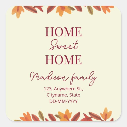 秋ホームスイートホームオープンハウス引っ越し祝いパーティー ラウンドシール (正面)