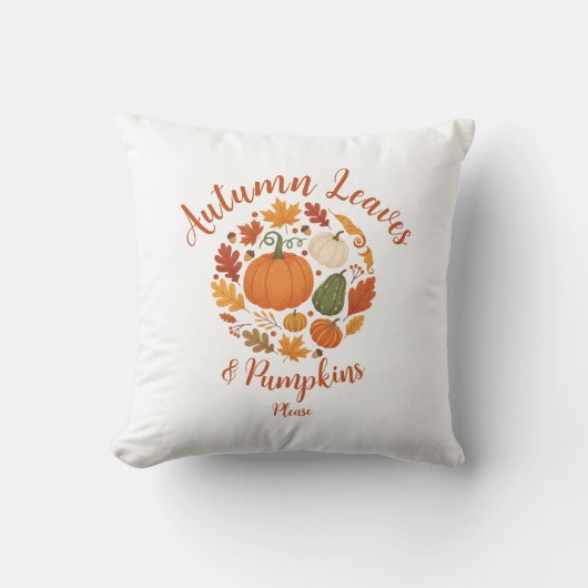 秋ホームデコールとカボチャと紅葉 クッション (正面)