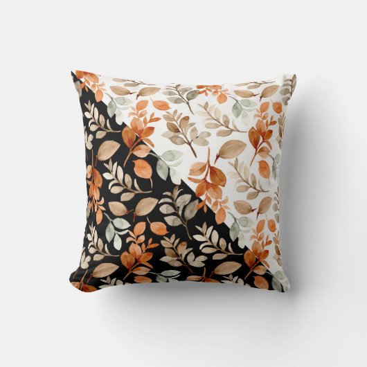 秋ホームデコールフラワーズインオータムカラーズトゥートーン クッション (正面)