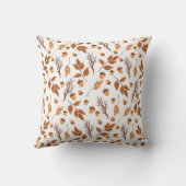 秋ホームデコール紅葉アコーンブラウンホワイト クッション (裏面)