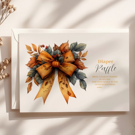 秋ボウガールベイビーシャワーラッフルおむつ エンクロージャーカード