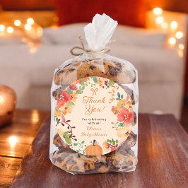 秋ボウボホパンプキン感謝していフローラあなた赤ちゃんシャワー ラウンドシール