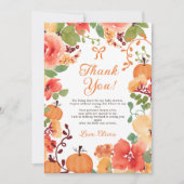 秋ボウボホリトルカボチャフローラベビーシャワー サンキューカード (正面)