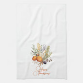 秋ボタニカルスパイス幸せな感謝祭 キッチンタオル (縦)