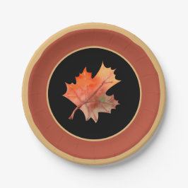秋ボタニカルメープル離れズ&テラコッタブラック ペーパープレート