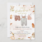 秋ボヘミアン暖かいトーン男の子服ベビーシャワー 招待状 (正面)