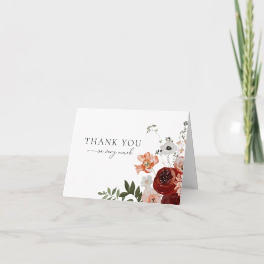 秋ボヘミアン秋の結婚式サンキューノーテカード サンキューカード (正面)