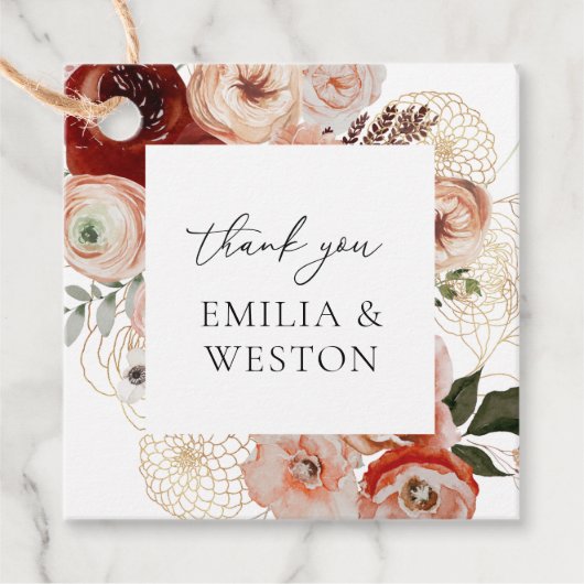 秋ボヘミア結婚式の引き出物ラベル フェイバータグ (正面)