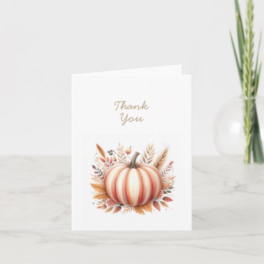 秋ボホウォーターカラーパンプキンサンクスギビング サンキューカード (正面)