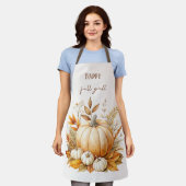 秋ボホウォーターカラーパンプキンハッピー秋ヤール エプロン (着用した状態)