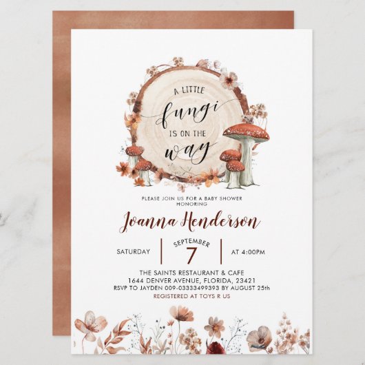 秋ボホウッドランドミュニティーベイビーシャワー招待状 招待状 (正面/裏面)