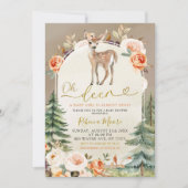 秋ボホオアディアガールウッドランドベビーシャワー 招待状 (正面)