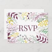 秋ボホガーデンパープルイエローフローラ インビテーションポストカード (正面/裏面)