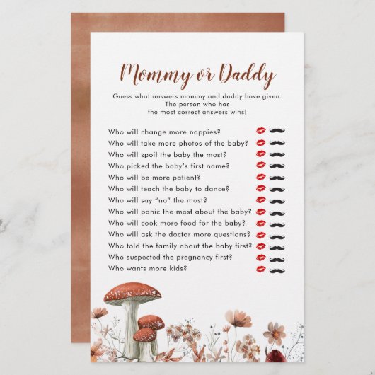 秋ボホキノコフローラママまたはダディーゲーム (正面/裏面)