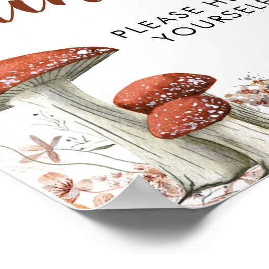 秋ボホキノコフローラ赤ちゃんシャワー飲み物の看板 ポスター (角)