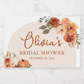 秋ボホテラコッタパンプキンブライダルシャワーミニ スパークリングワインラベル (シングルラベル)