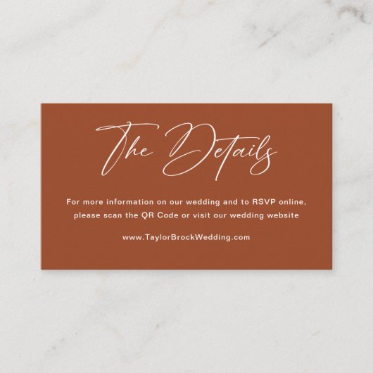 秋ボホテラコッタ結婚のウェブサイトQrコード エンクロージャーカード (正面)