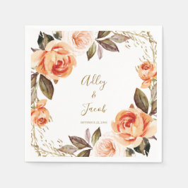 秋ボホバーンオレンジ結婚フローラのナプキン スタンダードカクテルナプキン