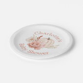 秋ボホパンプキンウォーターカラーフローラベビーシャワー ペーパープレート (アングル)