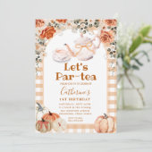 秋ボホパンプキンパー茶誕生日ギンガム 招待状 (スタンド正面)