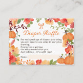 秋ボホパンプキンフローラおむつラッフルベビーシャワー エンクロージャーカード (正面)
