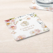 秋ボホパンプキンベビーシャワー スクエアペーパーコースター (アングル)