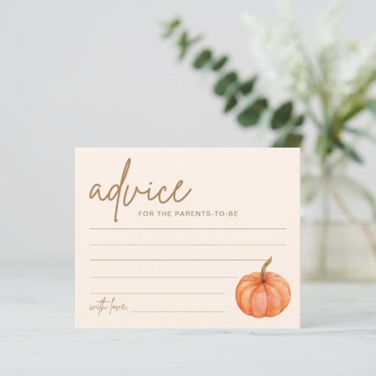 秋ボホパンプキンベビーブシャワーアドバイスカード (スタンド正面)