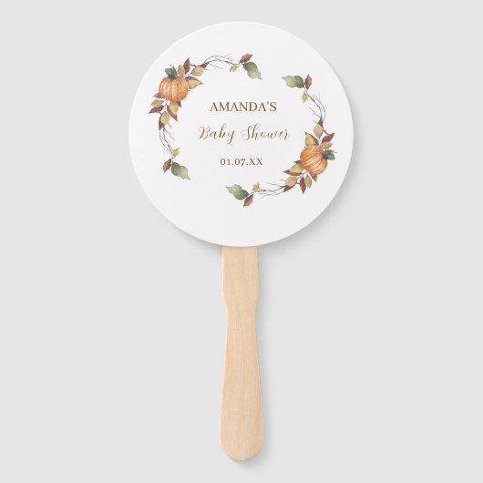 秋ボホパンプキ素朴ンベビーシャワー ハンドファン (正面)