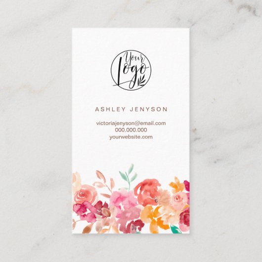 秋ボホフローラの水の色のロゴオーダ感謝していーユー 名刺 (裏面)