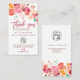 秋ボホフローラの水の色のロゴオーダ感謝していーユー 名刺