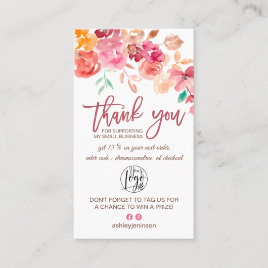 秋ボホフローラの水の色のロゴオーダ感謝していーユー 名刺 (正面)