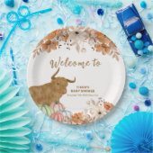 秋ボホフローラハイランドカウベイビーシャワーウェルカム ペーパープレート (パーティー)