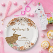 秋ボホフローラハイランドカウベイビーシャワーウェルカム ペーパープレート (パーティー)