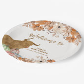 秋ボホフローラハイランドカウベイビーシャワーウェルカム ペーパープレート (アングル)