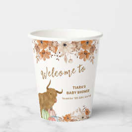 秋ボホフローラハイランドカウベイビーシャワーウェルカム 紙コップ
