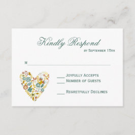 秋ボホフローラハート秋の結婚式RSVPカード 出欠カード