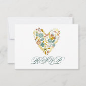 秋ボホフローラハート秋の結婚式RSVPカード 出欠カード (裏面)