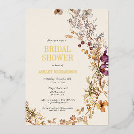 秋ボホフローラブライダルシャワーフォイル招待状 箔招待状