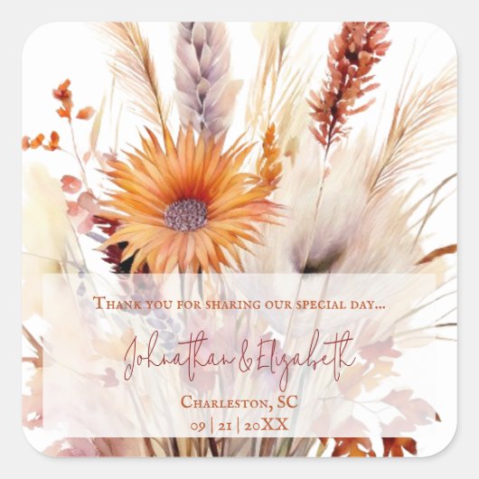 秋ボホフローラ結婚式の引き出物 | ヘビーホワイト スクエアシール (正面)